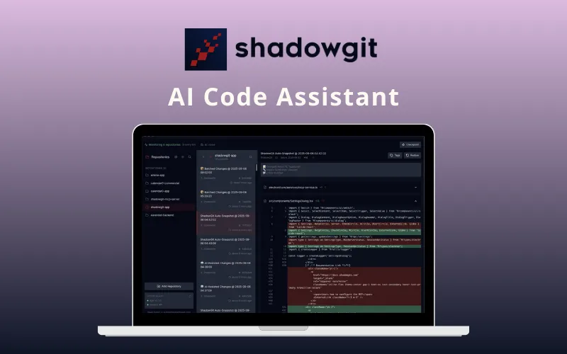 AI code assistant on screen - ShadowGit - AI Code Assistant - Lifetime Access | DealFuel