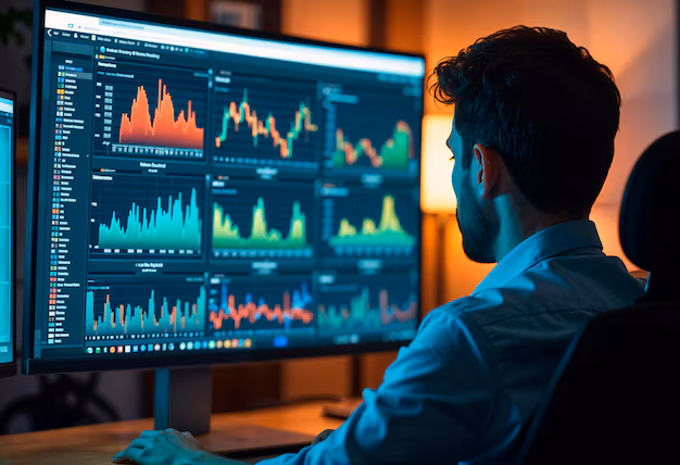 AI analyzing stock market data - Analyzing stock market data | AI-generated image