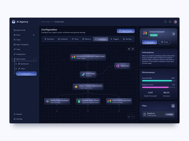 Agent Hub interface - AI Workflow Automation Tool – UI Design by Saleh Ahmed on Dribbble