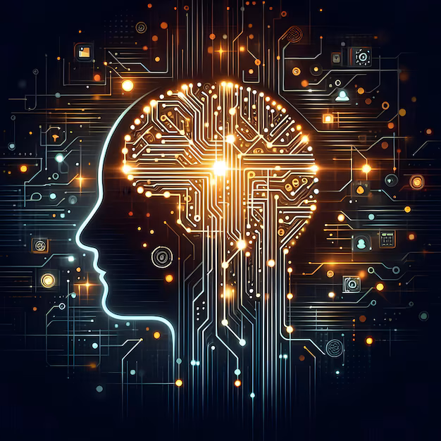 Neural network data flow - Flat abstract glowing neural network with dynamic data flow ...