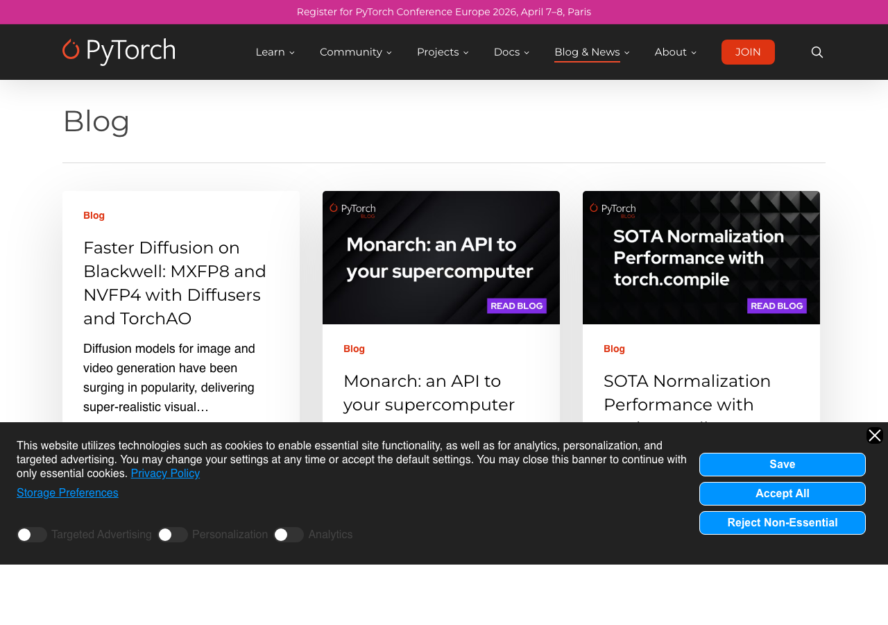 PyTorch blog page covering recent releases